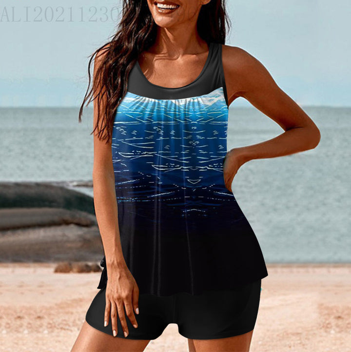 Damer sporty strandoutfit med moderne rynkning Skovae
