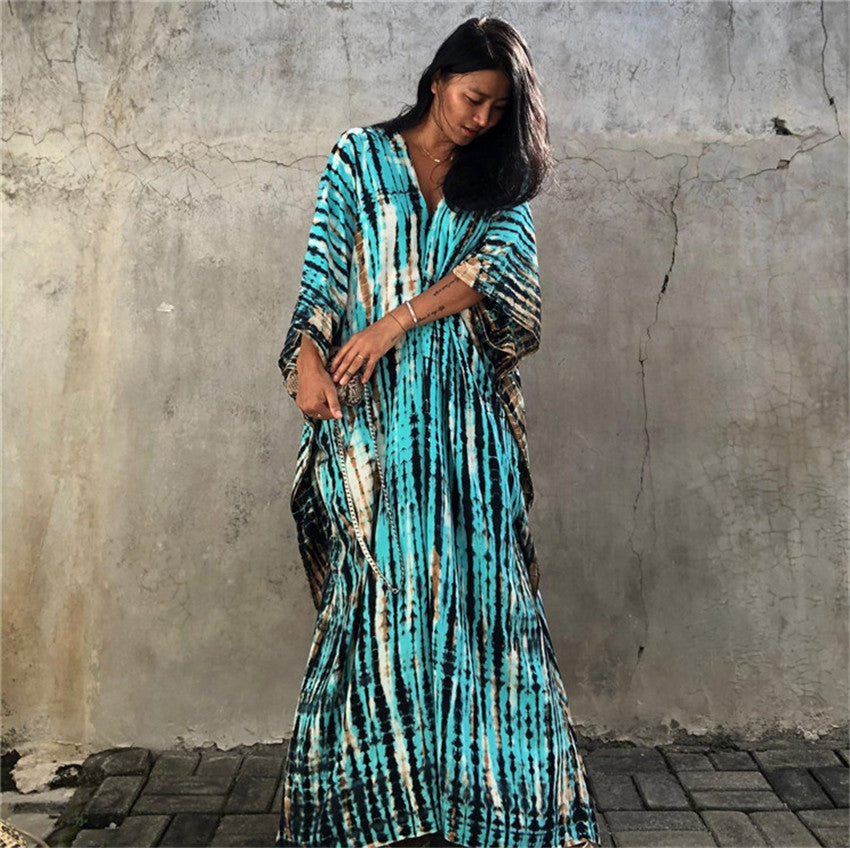 Dame Kaftan Kjole med moderne Ikat-mønster og elegante accenter Stilla