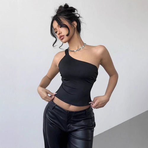 Damer asymmetrisk top med figurformende snit og elastisk stof Stilla