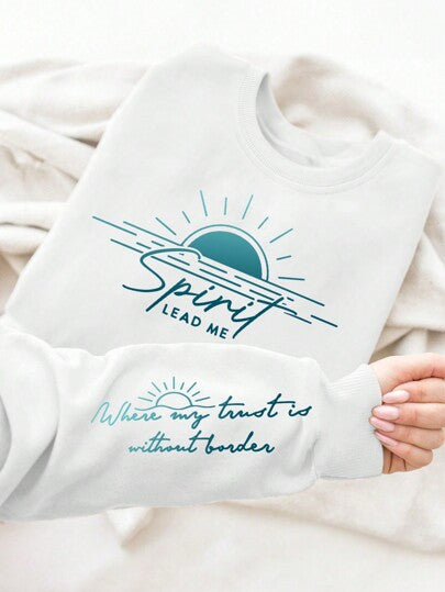Kvinders sweatshirt med inspirerende print og blødt flydende stof Stilla