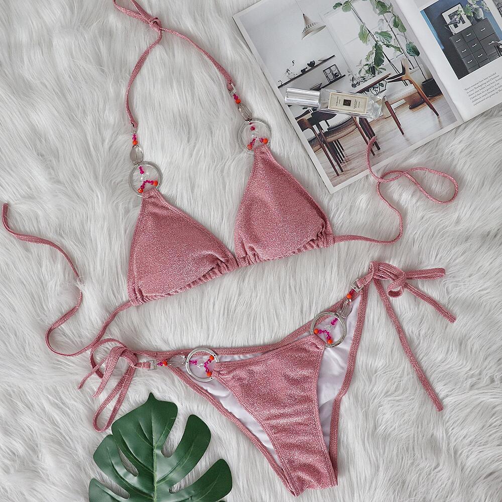 Kvinder Glitrende Trekant Bikini Stilla