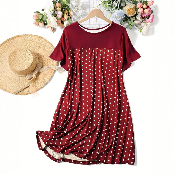 Dame Polka-Dot A-Linje Fritidskjole Stilla