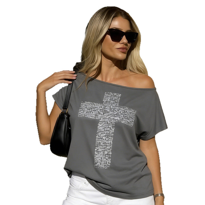 Dame afslappet oversized skjorte med moderne krydsdesign Skovae