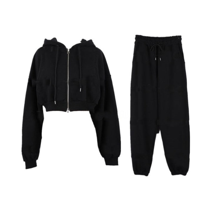 Kvinders afslappede sæt med cropped hoodie og joggerbukser Stilla