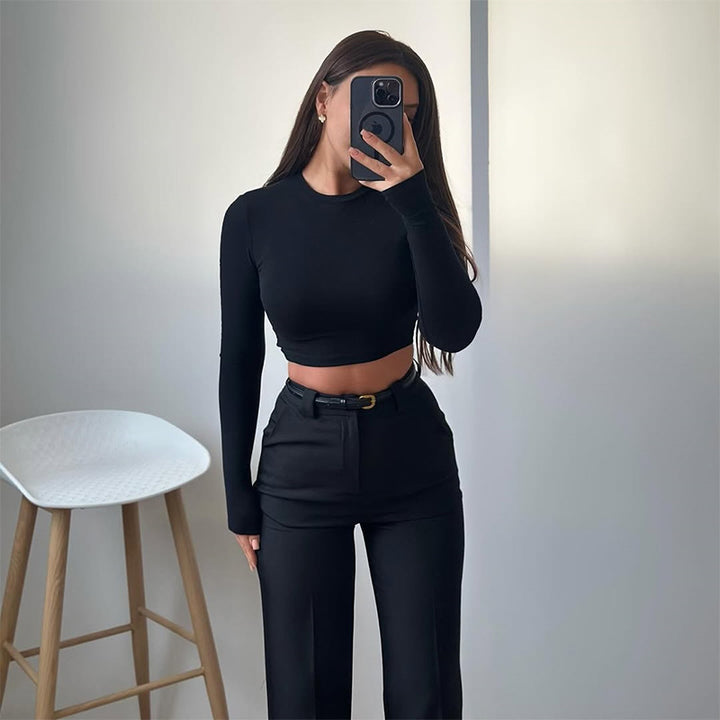 Dame sæt bestående af cropped top og løst snit bukser Stilla