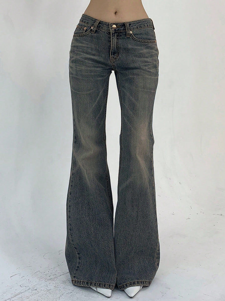 Dame Flared Jeans med høj talje og let Used-Look Stilla