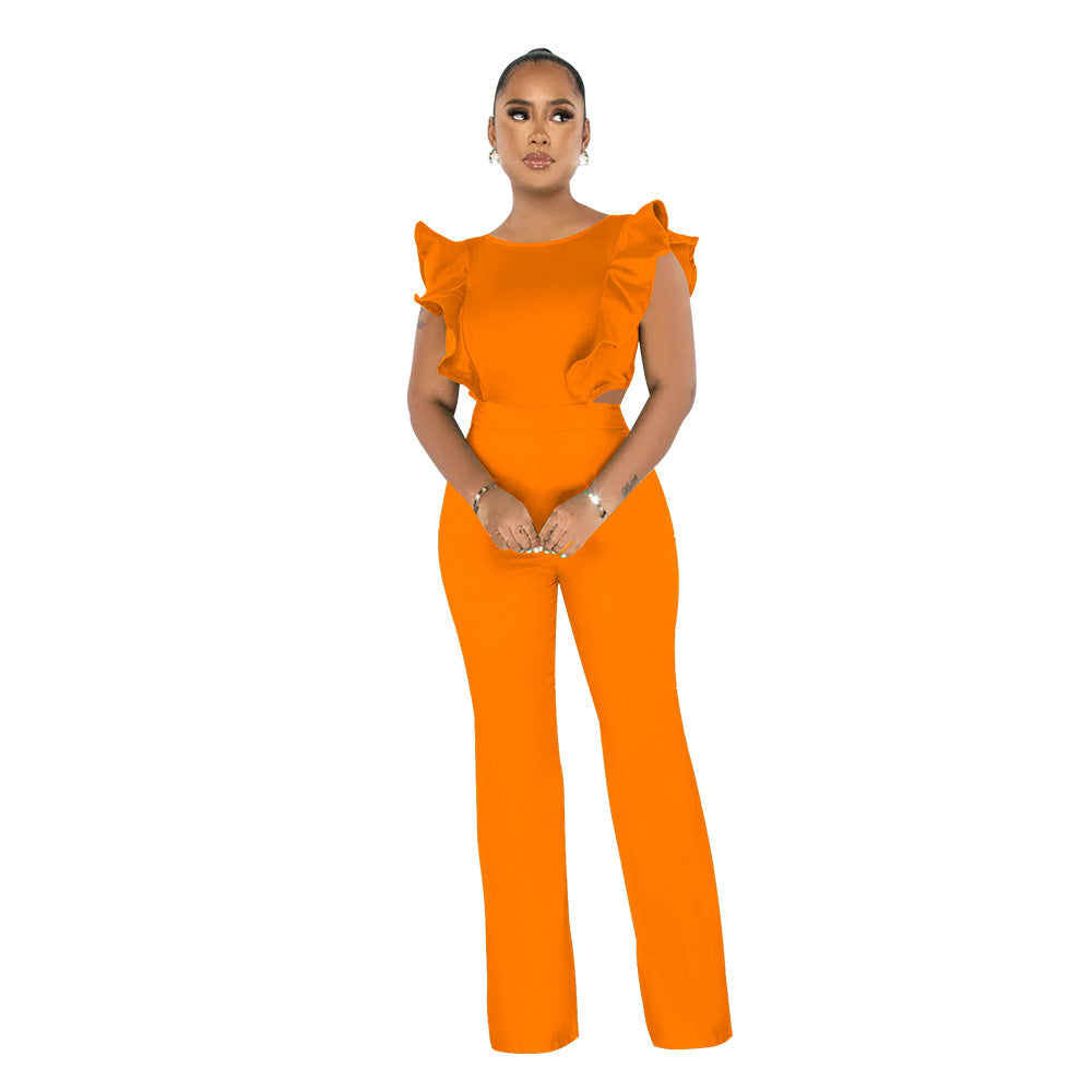 Dame elegant jumpsuit med ruffle detaljer og tætsiddende snit Stilla