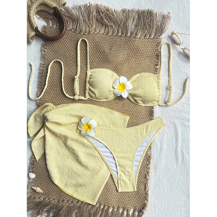 Dame Bandeau-bikini med fin struktur Skovae