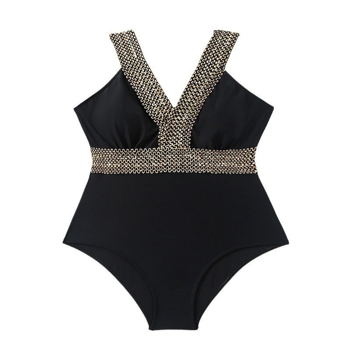 Dame elegant one-piece badedragt med luksuriøs guldaccent Skovae