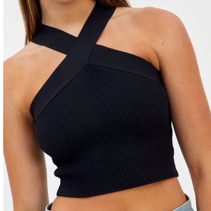 Dame Crop Top med raffineret ribmønster og skulderfri silhuet Stilla