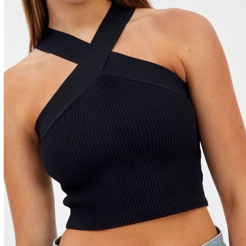 Dame Crop Top med raffineret ribmønster og skulderfri silhuet Stilla