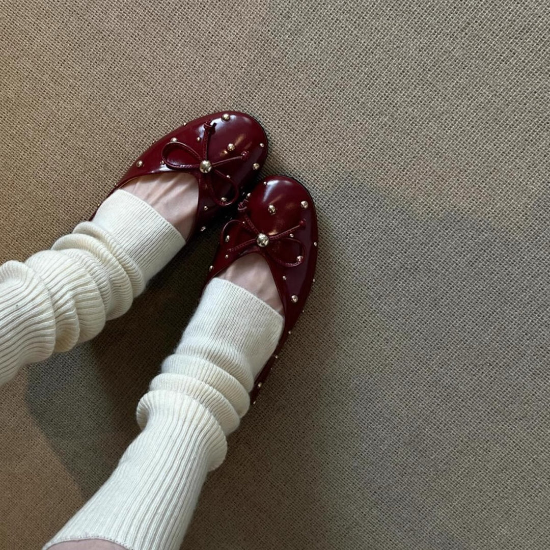Dame Dekoreret Bue-Detalje Ballerina Flats Stilla