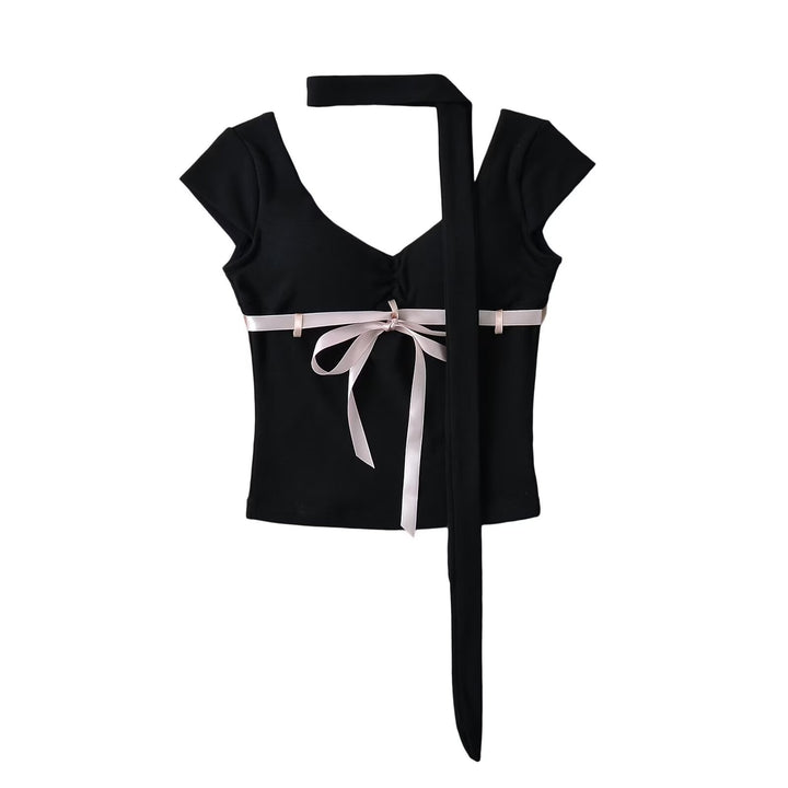 Dame Cut-out top med sødt båndaccent Stilla