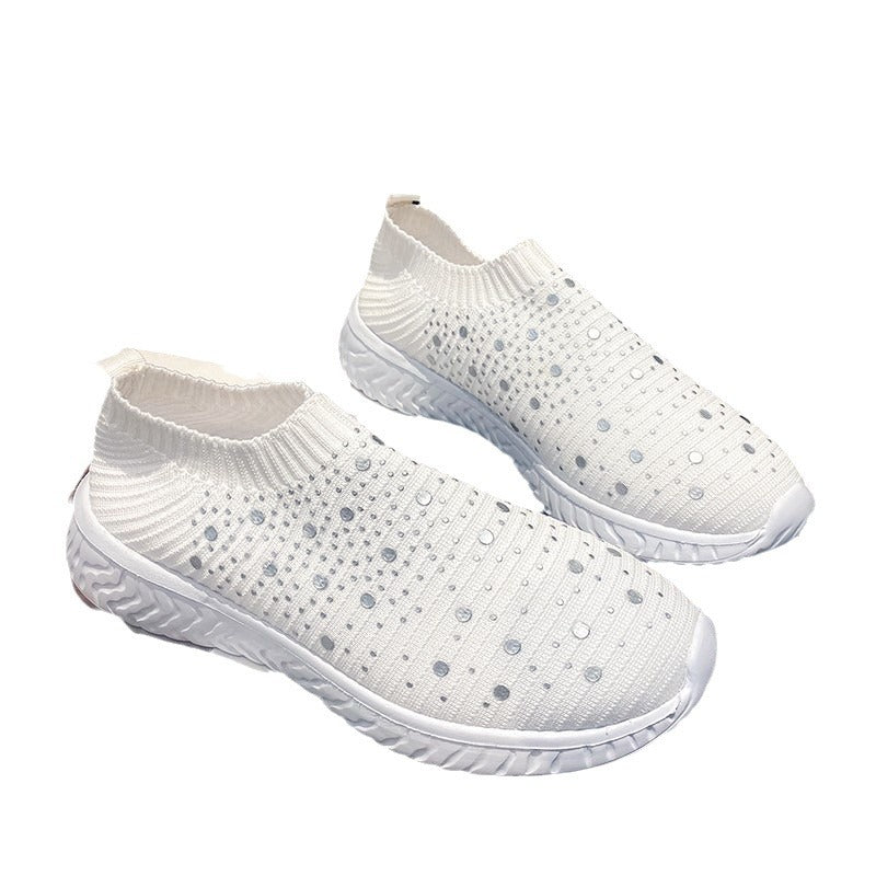 Dame Sneakers med åndbart strikmateriale og fashionable detaljer Stilla
