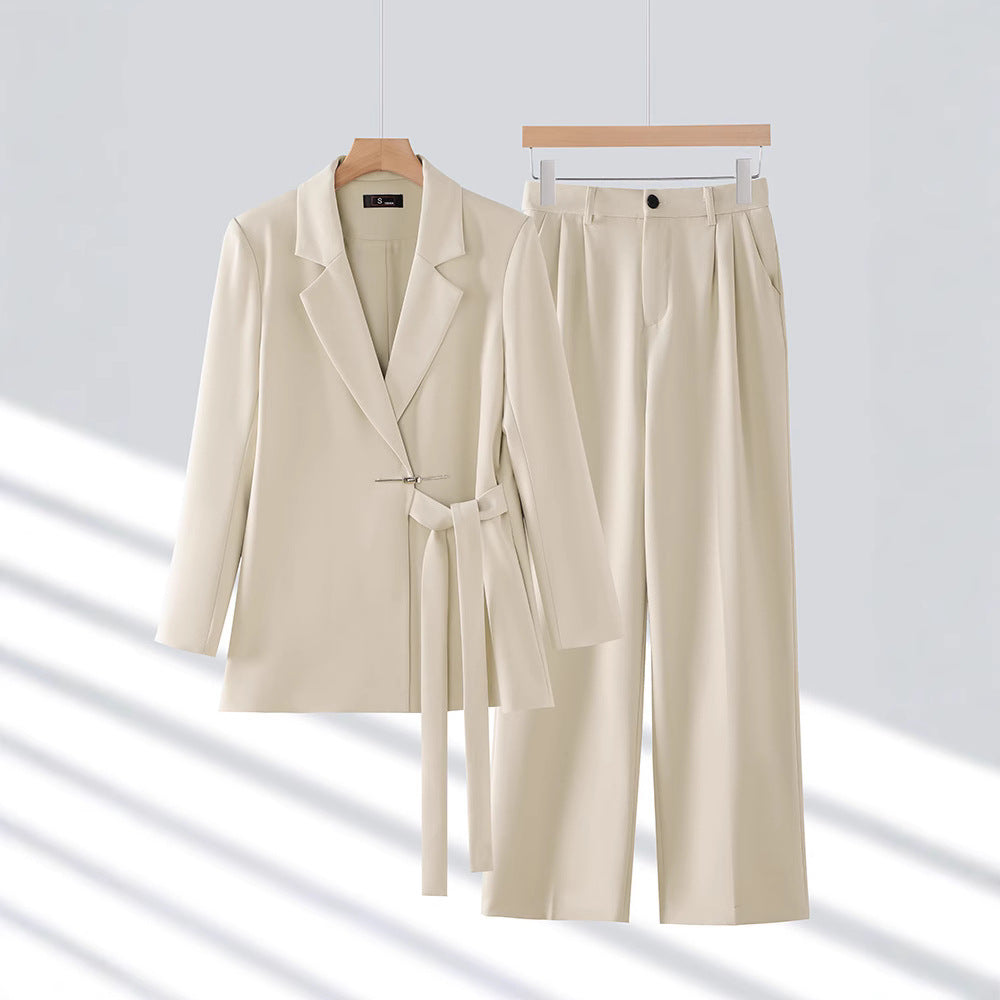 Stilla | Jumpsuit Skræddersyet Blazer Taljeret Bælte Bredde Ben Luksuriøst Stof
