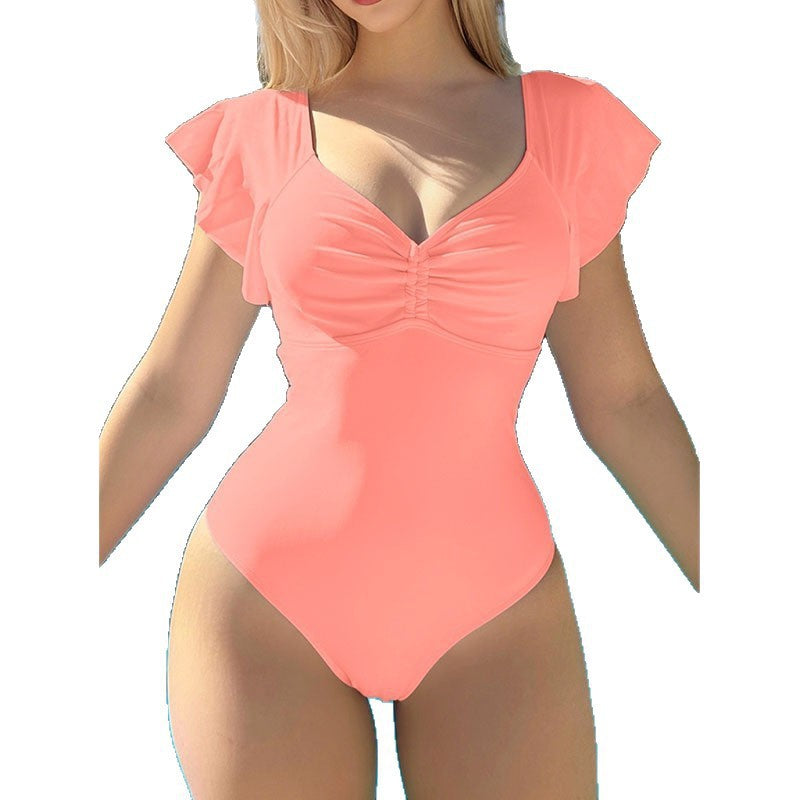 Dame Elegant Én-piece Badedragt med Ruffle detaljer Skovae