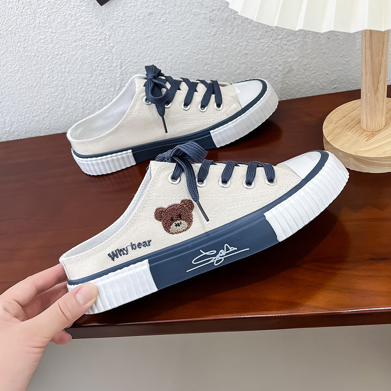 Dame Slip-On Sneakers med robust design og trendy bjørnemotiv Stilla