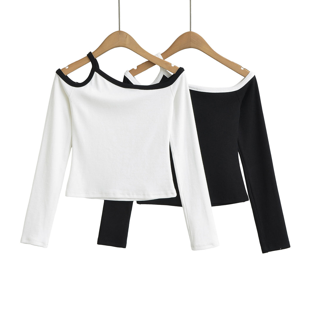 Dame Off-Shoulder Top med elastisk kant og elegante kontrastdetaljer Stilla