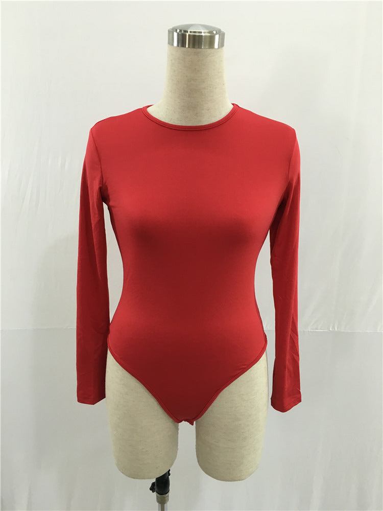 Dame Langærmet Bodysuit med figursyet snit og høj krave Stilla