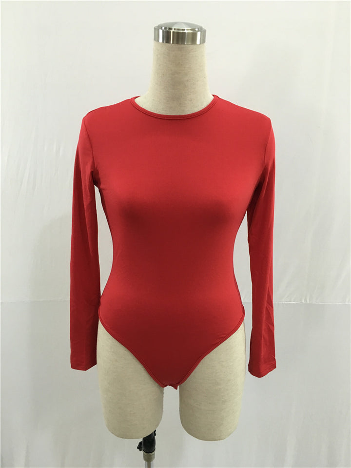 Dame Langærmet Bodysuit med figursyet snit og høj krave Stilla