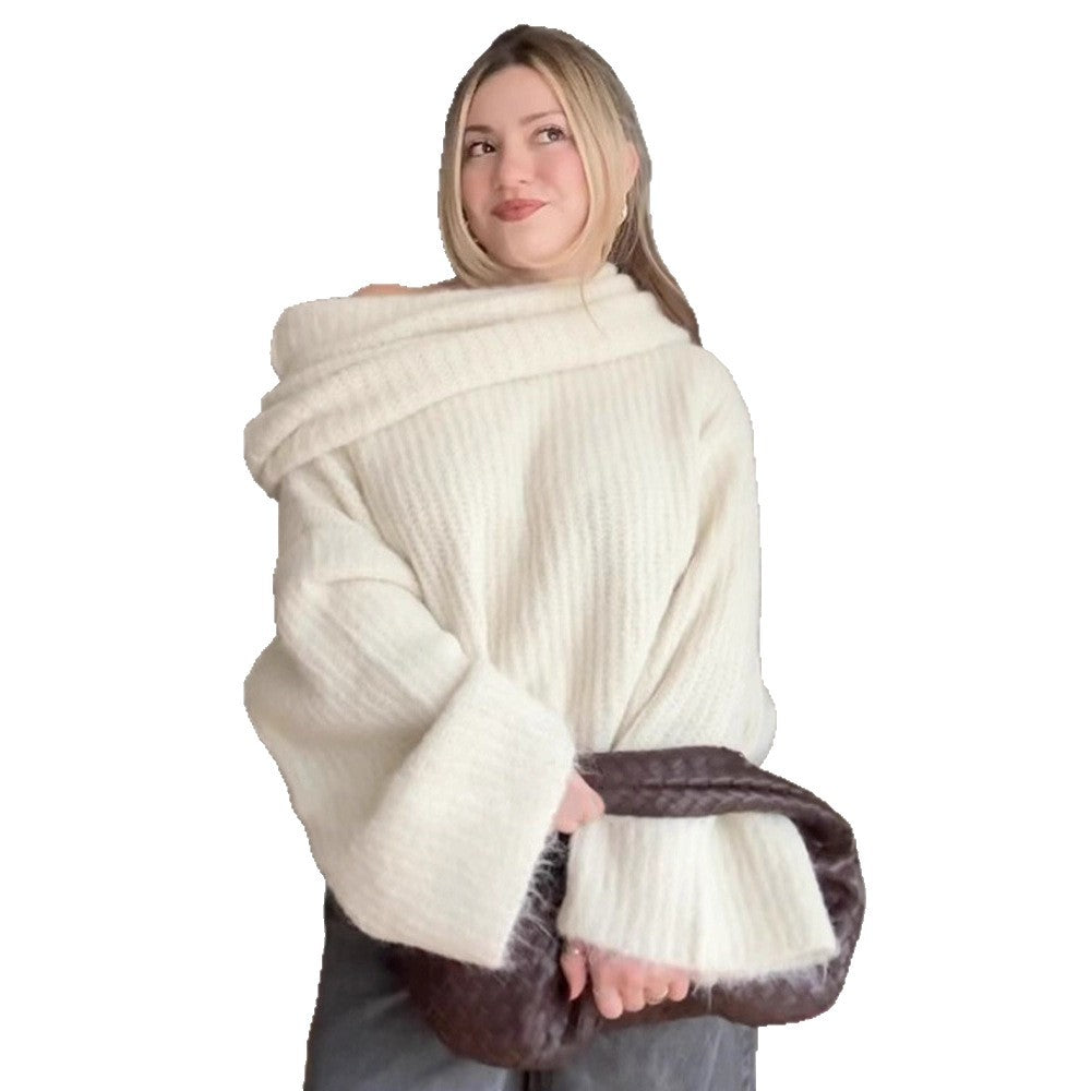 Dame Oversized Strikpullover med løs pasform og dyb V-udskæring Stilla