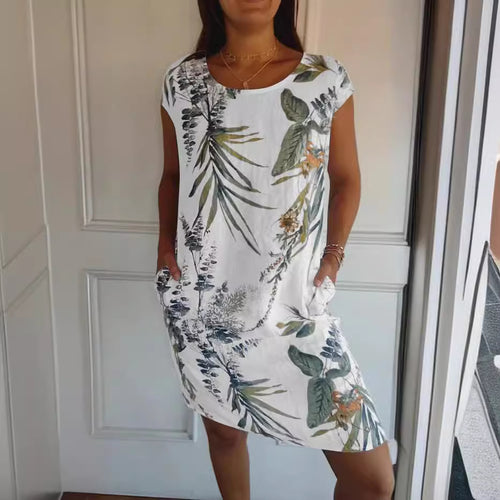 Dame casual sommerkjole med blomstermønster og praktiske sidelommer Stilla