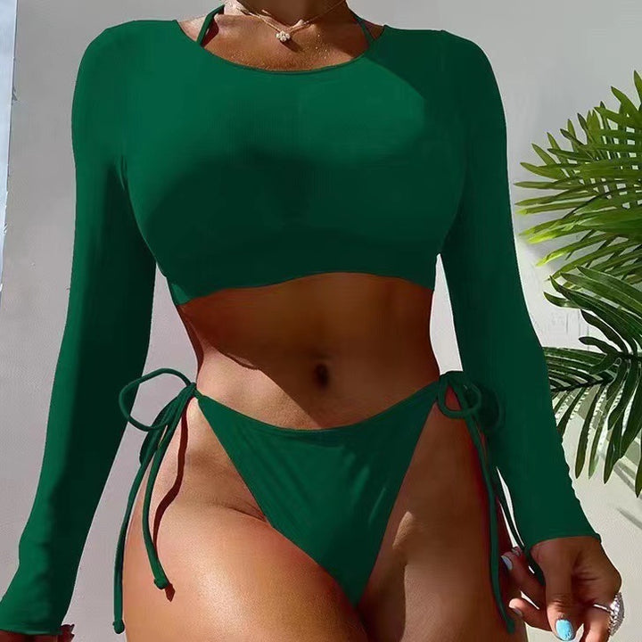 Dame bikini sæt med lange ærmer og asymmetrisk design Skovae