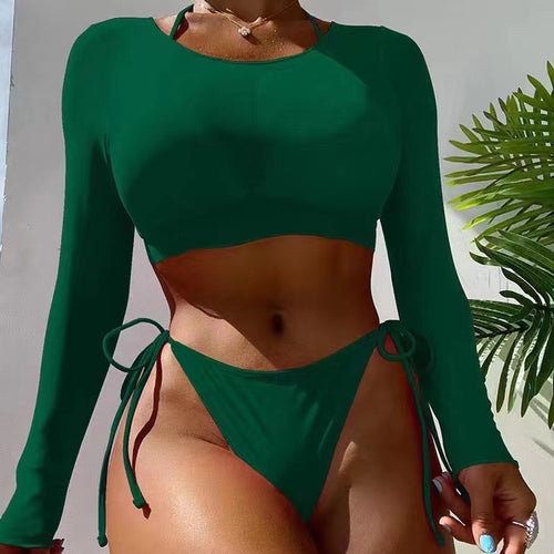 Dame bikini sæt med lange ærmer og asymmetrisk design Skovae