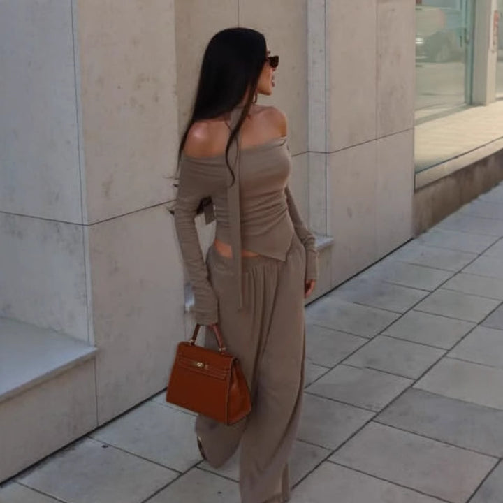 Dame Off-Shoulder Overdel med innovativt snit Stilla