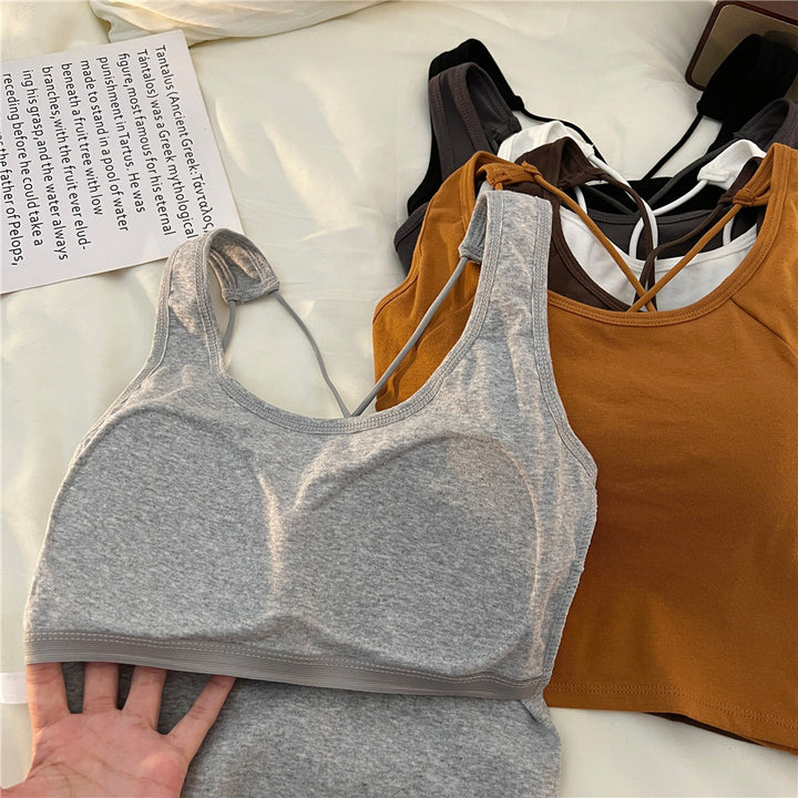 Femme Stilfuld Korte Tanktop med Komplekst Stropdesign Stilla