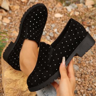 Dame Slip-On sko med funklende rhinestones Stilla