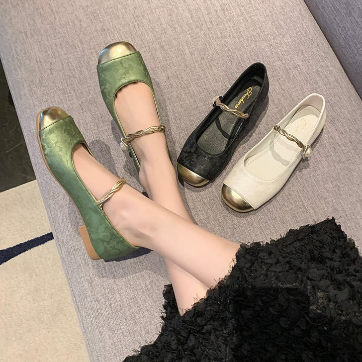 Dame Elegante Floral Mønstret Mary Jane Ballerinas med Dekorativ Rem Stilla
