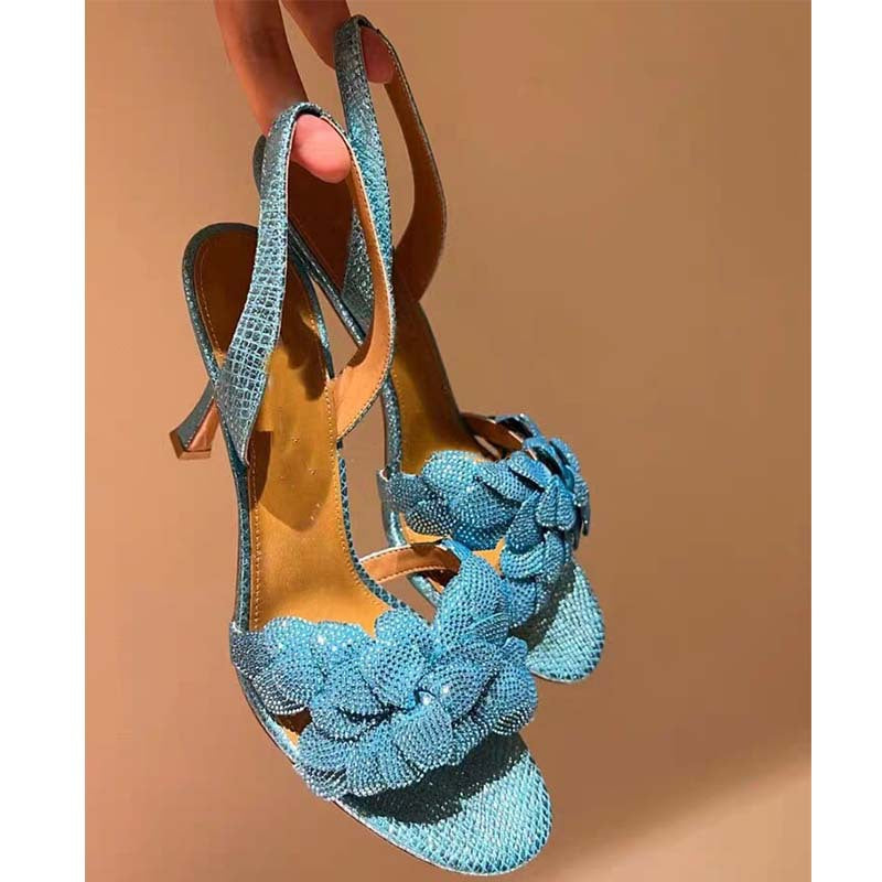 Femme Elegante Slingback-Højhælede med dekorativ rhinestone-knude Stilla