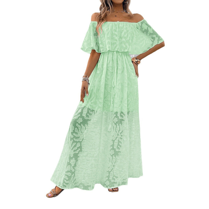 Dame Maxi-kjole med off-shoulder udskæring og floralt blonde mønster Stilla
