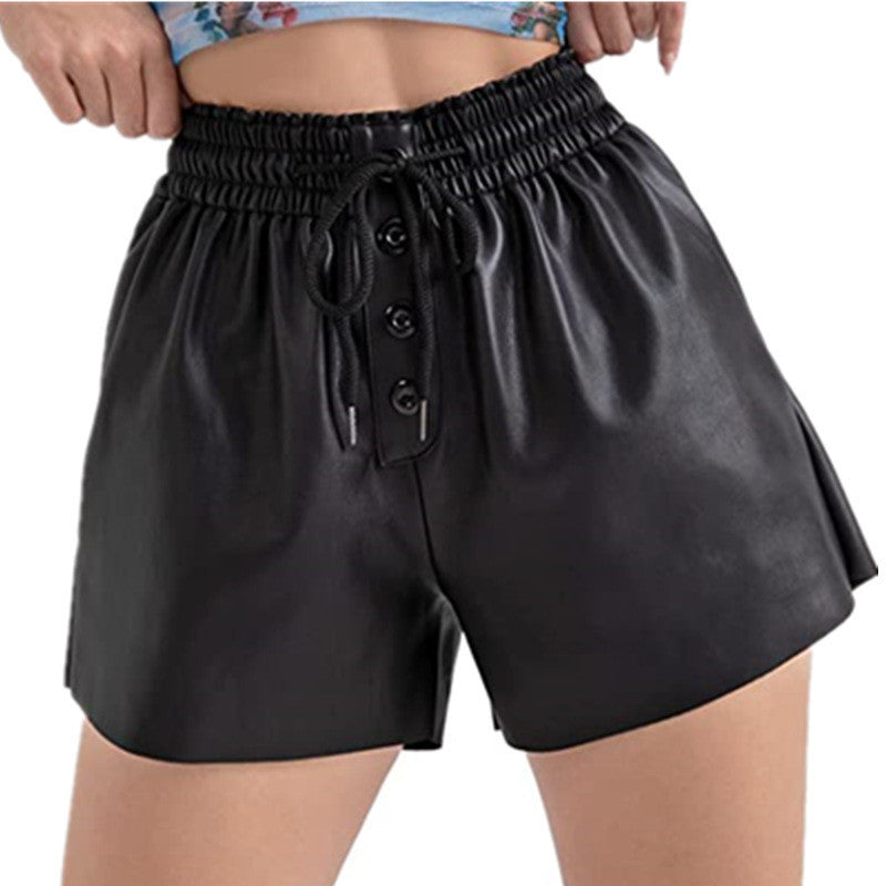 Dame afslappede shorts med elastisk talje og dekorative knapdetaljer Stilla