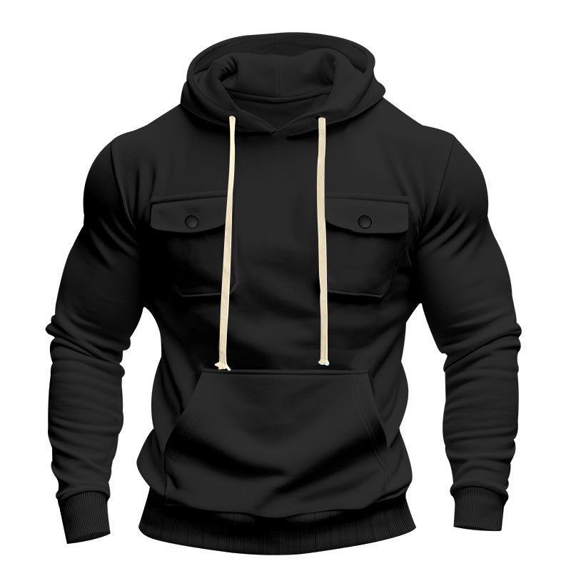 Herrer nan urban hoodie med brystlommer, kængurulomme og atletisk pasform Skovae