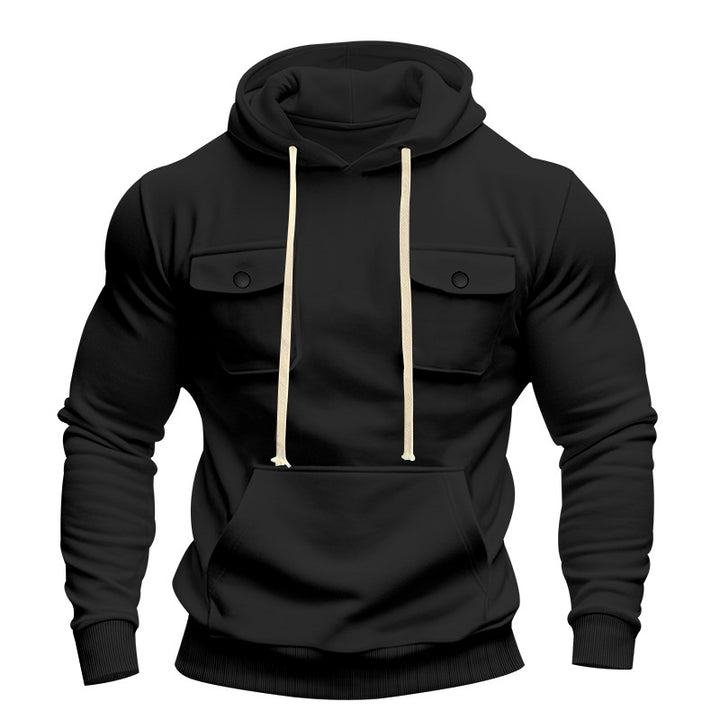 Herrer nan urban hoodie med brystlommer, kængurulomme og atletisk pasform Skovae