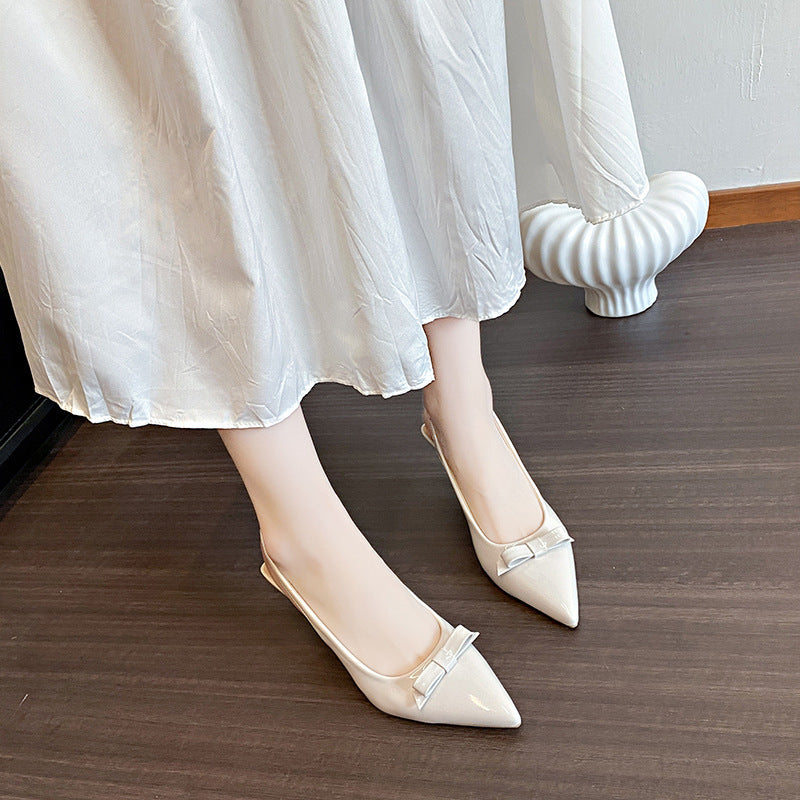 Dame Elegante Spidsestøvler Slingback Hælssko med Sløjfedetalje Stilla