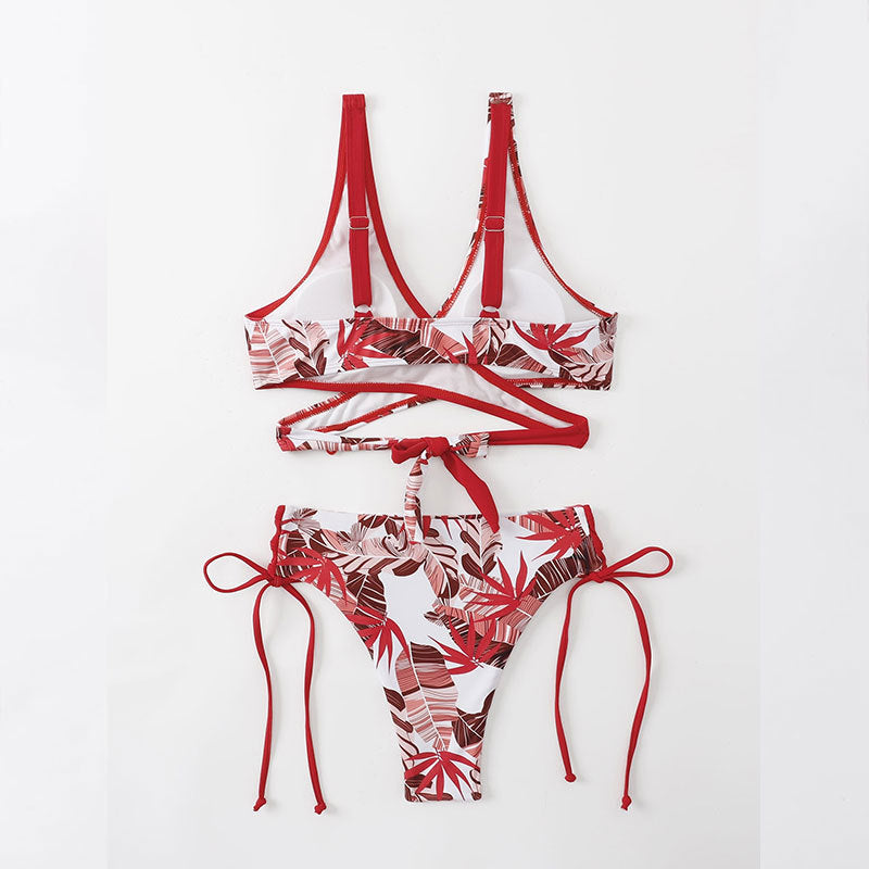 Dame To-delt Bikini-sæt med asymmetrisk top og justerbare bindebånd Stilla