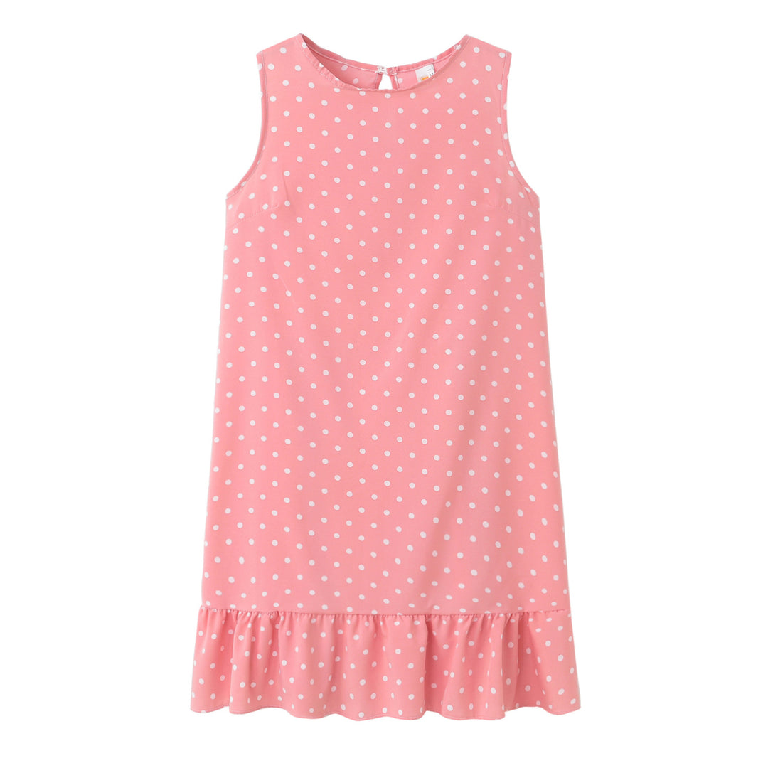 Dame Sommer Polka Dot Shift Kjole med Flæsekant Stilla