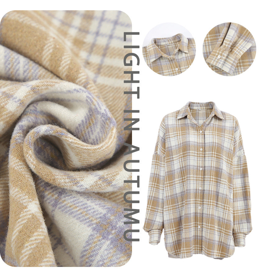 Dame flannel skjortejakke i afslappet oversized stil med ternet design Stilla