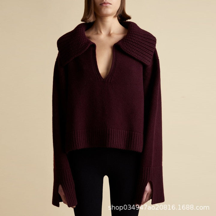 Dame elegant strikpullover med stilfuld V-hals og tidløst design Stilla