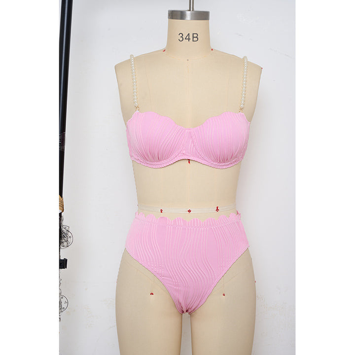 Dame Push-Up-Bikini med rynkning og elegante stropper Skovae