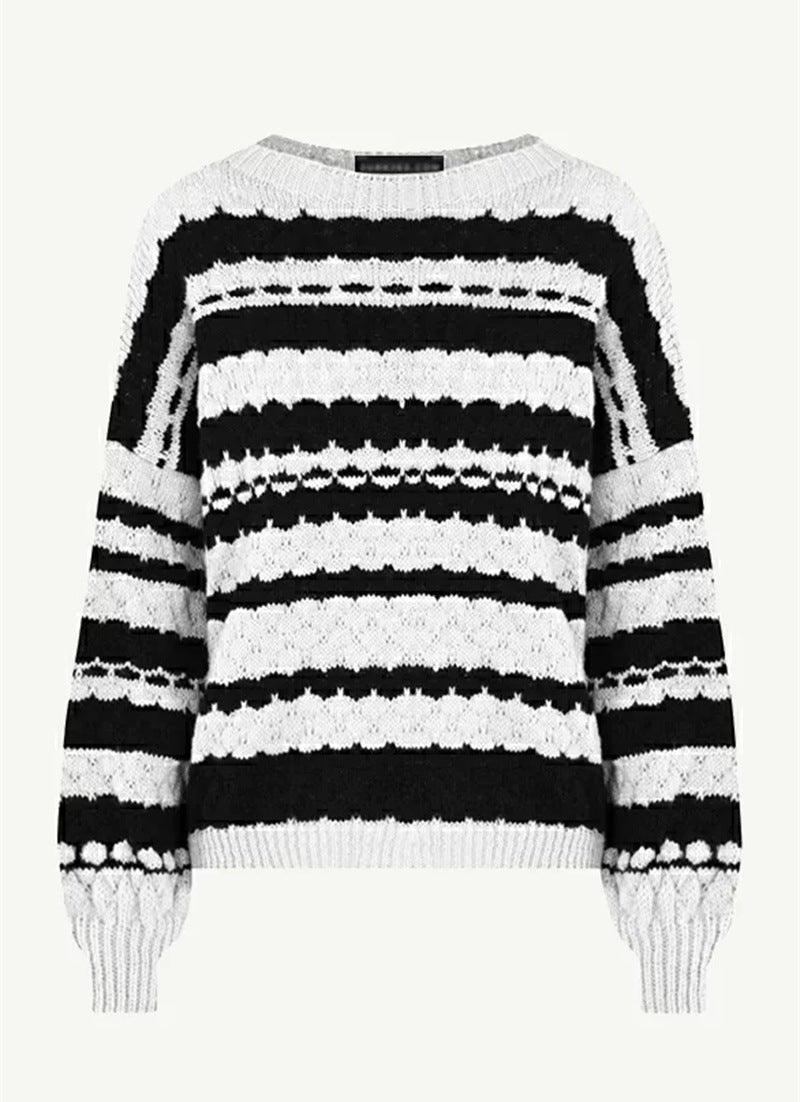 Kvindernes trendy chunky strik sweater i moderne mønster med løse ærmer Stilla