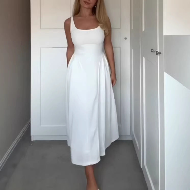 Dame maxikjole med off-shoulder design og figurvenlig pasform Skovae