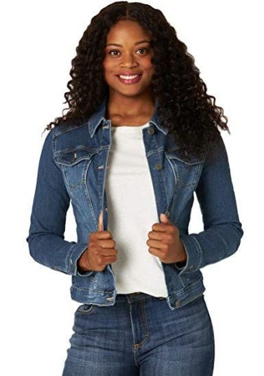 Kvinders klassiske denimjakke med dekorative sømme Stilla