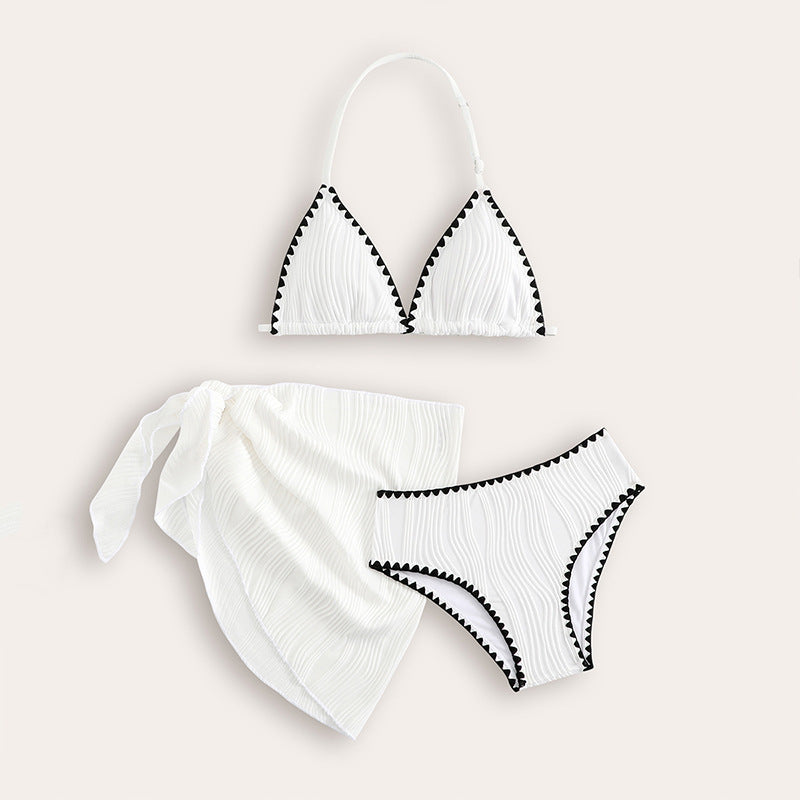Dame Triangel-Bikini med dekorativt bånd-design og matchende omslagsskørt Stilla