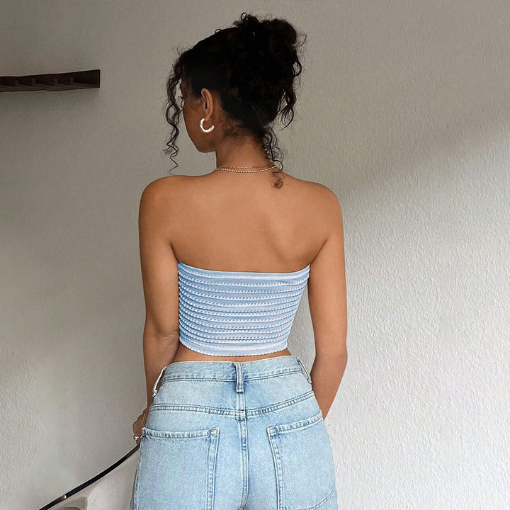 Kvinders bandeau top med fashionable ribstrikket mønster Stilla