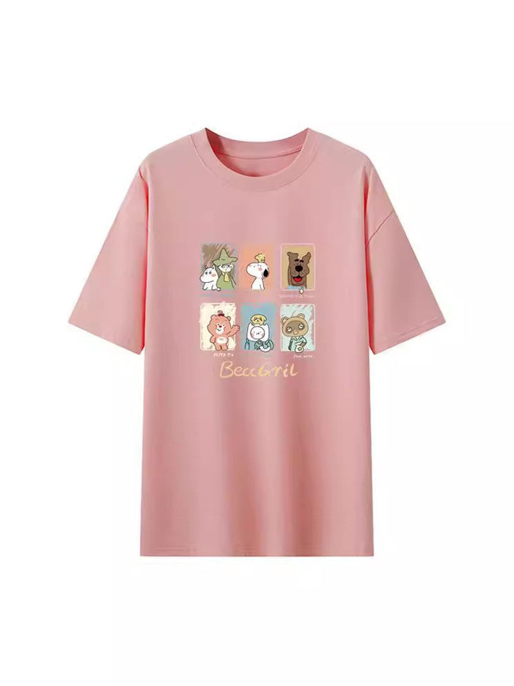 Dame T-shirt med kunstnerisk dyremotivtryk og løs pasform Stilla