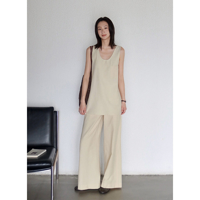 Dame bred bomulds-culotte med elastisk linning og sidelommer Stilla